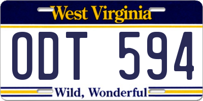 WV license plate ODT594