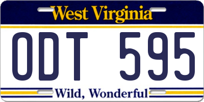 WV license plate ODT595