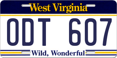 WV license plate ODT607