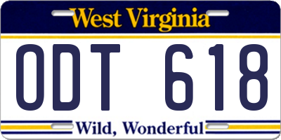 WV license plate ODT618