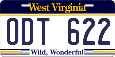 WV license plate ODT622