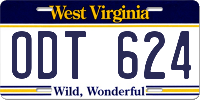 WV license plate ODT624