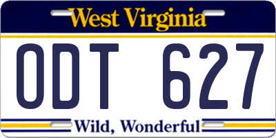 WV license plate ODT627