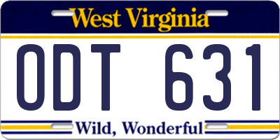 WV license plate ODT631