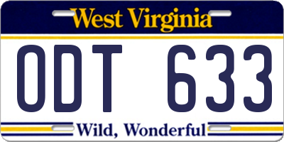 WV license plate ODT633