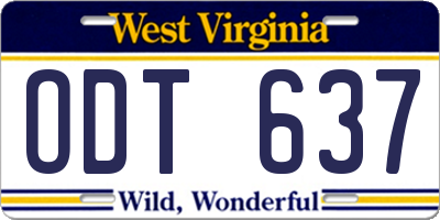 WV license plate ODT637