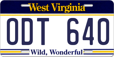 WV license plate ODT640