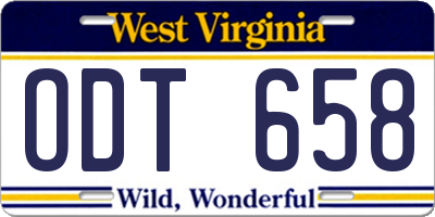 WV license plate ODT658
