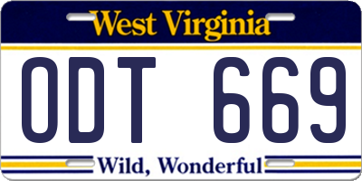 WV license plate ODT669