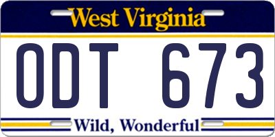 WV license plate ODT673
