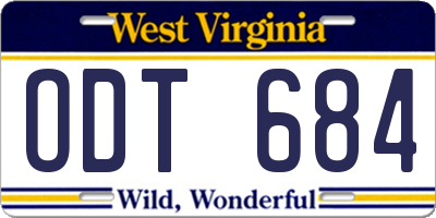 WV license plate ODT684