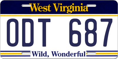 WV license plate ODT687