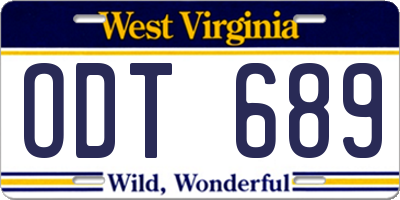 WV license plate ODT689