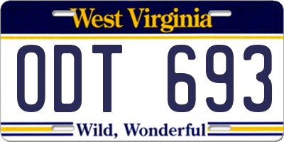 WV license plate ODT693