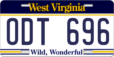 WV license plate ODT696