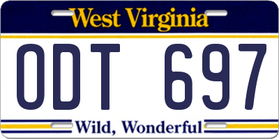 WV license plate ODT697
