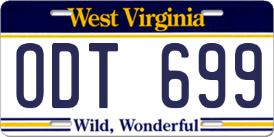 WV license plate ODT699