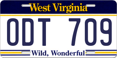 WV license plate ODT709