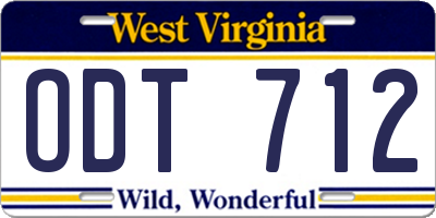 WV license plate ODT712