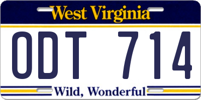 WV license plate ODT714