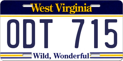 WV license plate ODT715