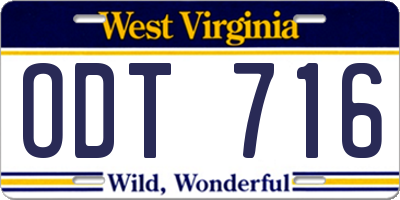 WV license plate ODT716