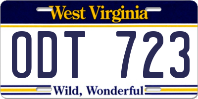 WV license plate ODT723