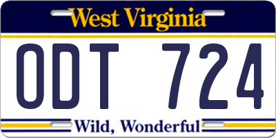 WV license plate ODT724