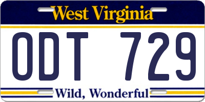 WV license plate ODT729