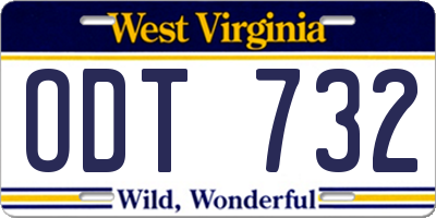 WV license plate ODT732