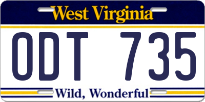 WV license plate ODT735
