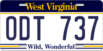WV license plate ODT737