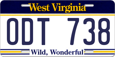 WV license plate ODT738