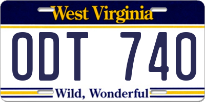 WV license plate ODT740