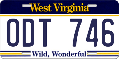 WV license plate ODT746