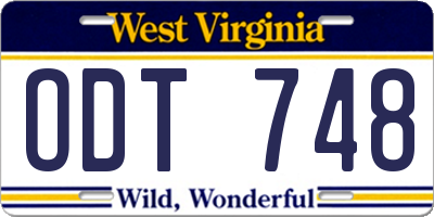 WV license plate ODT748