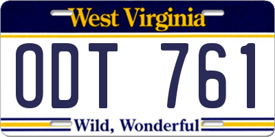 WV license plate ODT761