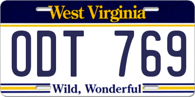 WV license plate ODT769