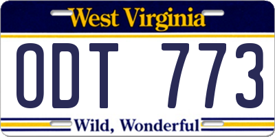 WV license plate ODT773