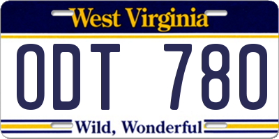 WV license plate ODT780