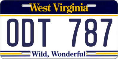 WV license plate ODT787