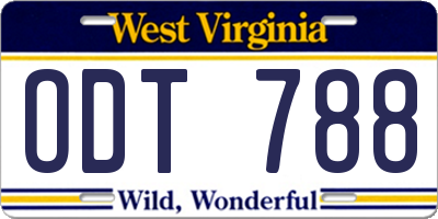 WV license plate ODT788