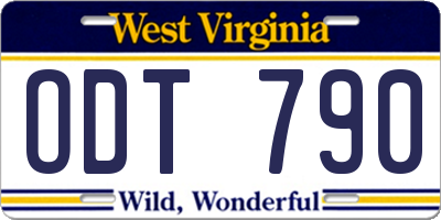 WV license plate ODT790