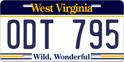 WV license plate ODT795