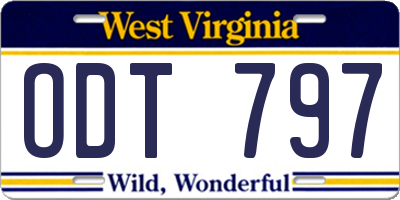 WV license plate ODT797