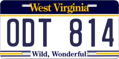 WV license plate ODT814