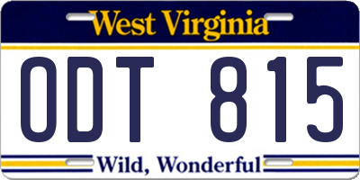 WV license plate ODT815