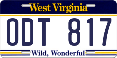 WV license plate ODT817