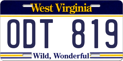 WV license plate ODT819