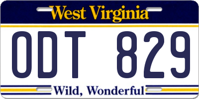 WV license plate ODT829